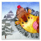 Winterwaldfreunde Igel Zeichnend Fotodruck (Vorne)