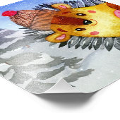 Winterwaldfreunde Igel Zeichnend Fotodruck (Ecke)