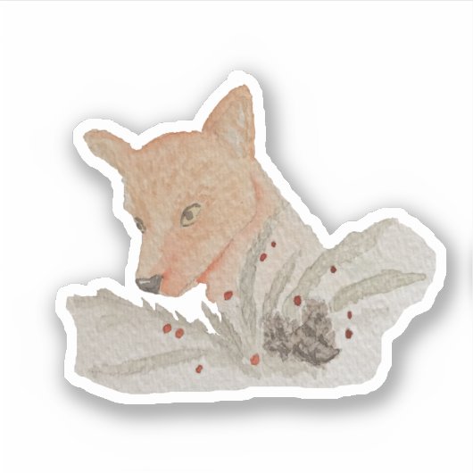 Winterwaldfuchs Aufkleber (Vorderseite)