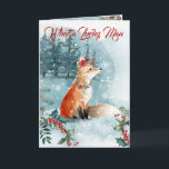 Winterwaldgebiete Fox Blue Modern Snow Wasserfarbe Feiertagskarte<br><div class="desc">Sag es, als wäre es! Du hast eine schöne Foxy-Ehefrau! Und du sie. "What a Lucky Man" "Ich zähle meine Glückssterne" "I Liebe you" ist genau das, was sie will und hören muss. Sie wird dir dieses Foxy-Lächeln geben und dich an deine Worte erinnern. Ein schöner Roter Fox mit einem...</div>