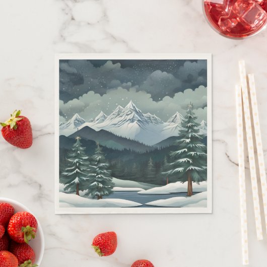 Winterwaldgebirgslandschaft Serviette (Beispiel)