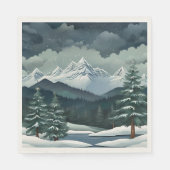 Winterwaldgebirgslandschaft Serviette (Vorderseite)