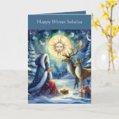 Winterwaldgöttin und Hirsche Karte (Gelbe Blume)