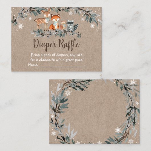 Winterwaldgrün Babydusche Windelwindeln Begleitkarte (Vorne/Hinten)