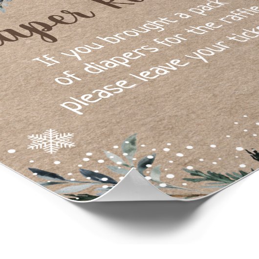 Winterwaldgrün Babydusche Windelwindeln Poster (Ecke)