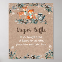 Winterwaldgrün Babydusche Windelwindeln Poster