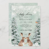 Winterwaldhaar Babydusche Einladung (Vorne/Hinten)