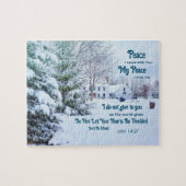 Winterwaldhaus - Johannes 14:27 Bibelverse Puzzle (Horizontal)