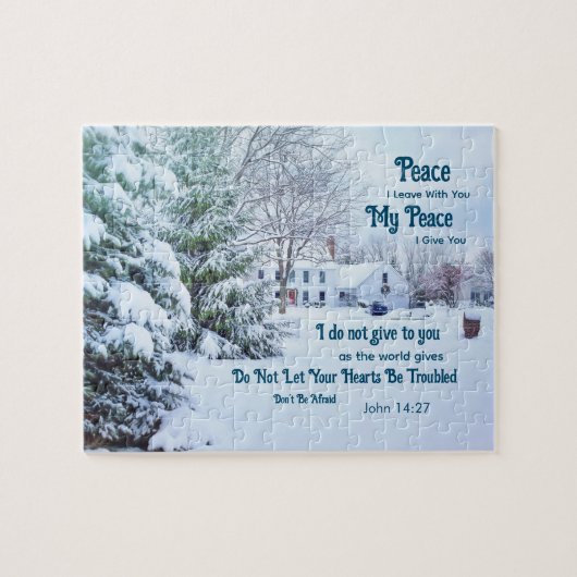 Winterwaldhaus - Johannes 14:27 Bibelverse Puzzle (Horizontal)