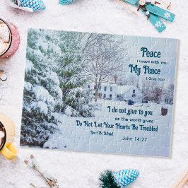 Winterwaldhaus - Johannes 14:27 Bibelverse Puzzle