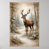 Winterwaldhirsch Poster (Vorne)