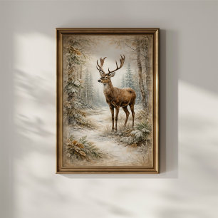 Winterwaldhirsch Poster