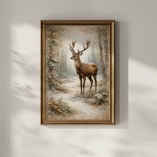 Winterwaldhirsch Poster