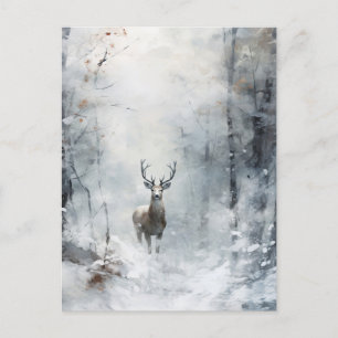 Winterwaldhirschpostkarte Postkarte