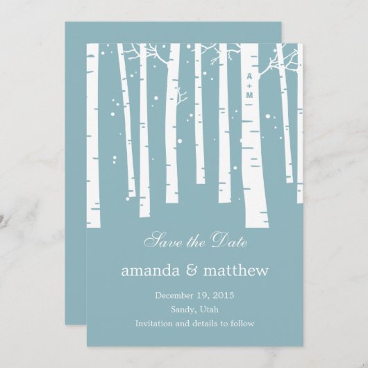 Winterwaldhochzeit rettet die Datumskarten Save The Date (Vorne/Hinten)