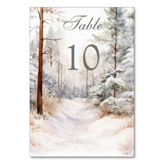 Winterwaldhochzeit Tischnummer (Rückseite)