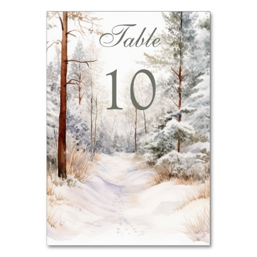 Winterwaldhochzeit Tischnummer (Vorderseite)