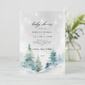 Winterwaldlampen Baby Dusche Einladung (Stehend Vorderseite)