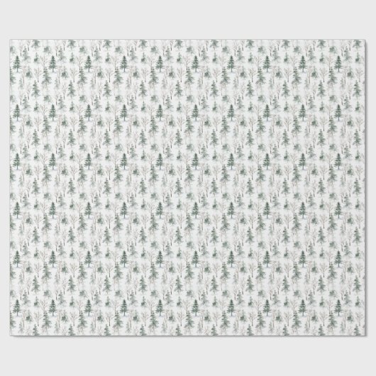 Winterwaldland Evergreen Forest Pattern Geschenkpapier (Flach)