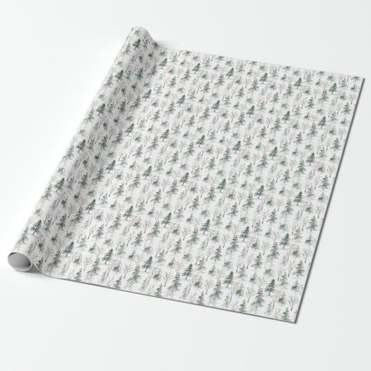 Winterwaldland Evergreen Forest Pattern Geschenkpapier (Ungerollt)