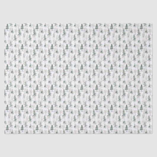 Winterwaldland Evergreen Forest Pattern Seidenpapier (Vorderseite)