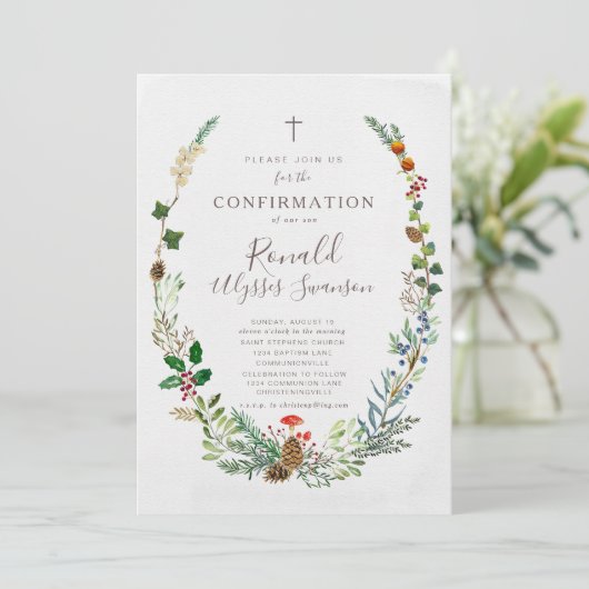 Winterwaldland Grüne Bestätigung Einladung (Stehend Vorderseite)