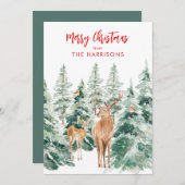 Winterwaldland Hirsch Frohe Weihnachtskarte Feiertagskarte (Vorne/Hinten)