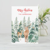 Winterwaldland Hirsch Frohe Weihnachtskarte Feiertagskarte (Stehend Vorderseite)