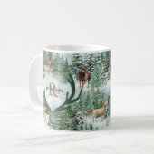 Winterwaldland Hirsch Weihnachtsmonogramm Kaffeetasse (Vorderseite Links)