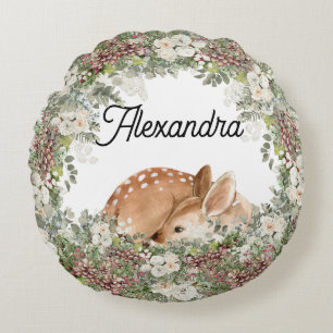 Winterwaldland Hirsch Wild Rundes Kissen