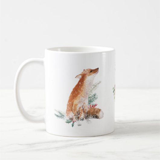 Winterwaldland Tierfox Hirsche Hare-Tasse Kaffeetasse (Links)