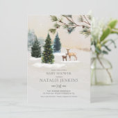 Winterwaldlandgeschlecht - Neutrale Babydusche Einladung (Stehend Vorderseite)