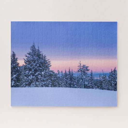 Winterwaldlandschaft bei Sonnenuntergang Puzzle (Horizontal)
