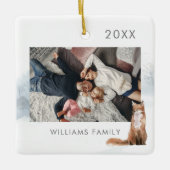 Winterwaldlandschaft Fox Foto Keramikornament (Vorderseite)