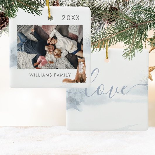 Winterwaldlandschaft Fox Foto Keramikornament