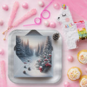 Winterwaldlandschaft in einem Umschlag Pappteller (Party)