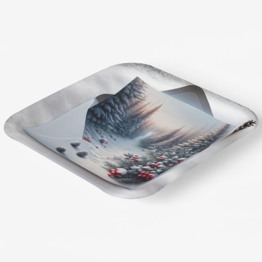 Winterwaldlandschaft in einem Umschlag Pappteller (Gewinkelt)