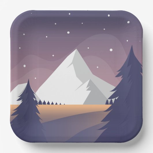 Winterwaldlandschaft Pappteller (Vorderseite)