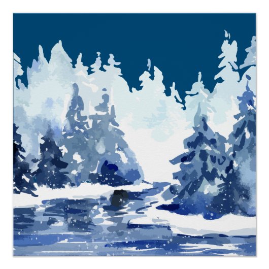 Winterwaldlandschaft Poster (Vorderseite)