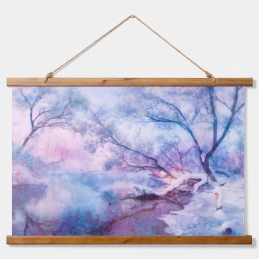 Winterwaldlandschaft Wandteppich Mit Holzrahmen (Vorne)