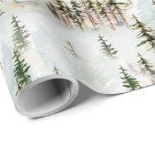 Winterwaldlandschneewald-Szene Geschenkpapier (Rolleneckpunkt)
