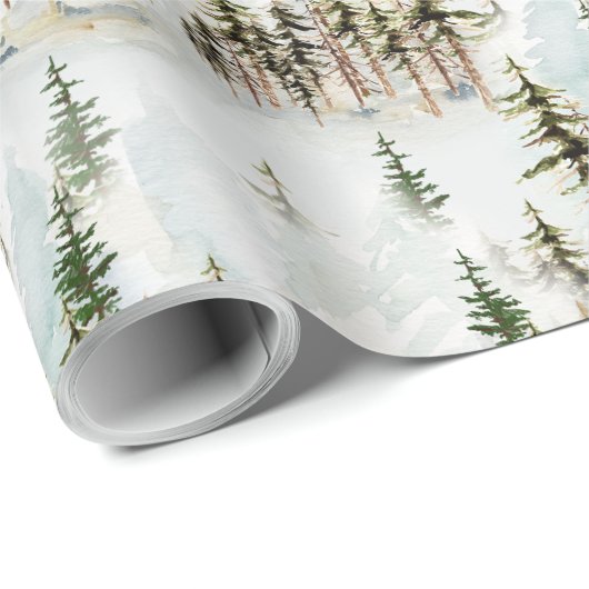 Winterwaldlandschneewald-Szene Geschenkpapier (Rolleneckpunkt)