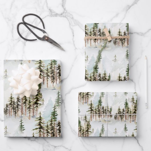 Winterwaldlandschneewald-Szene Geschenkpapier Set (Vorderseite)