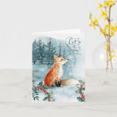 Winterwaldlandszene, Fuchs Faltgrusskarte Karte (Gelbe Blume)