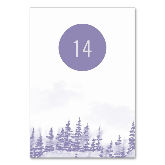 Winterwaldlavender Wasserfarbe Landschaftlich best Tischnummer (Rückseite)