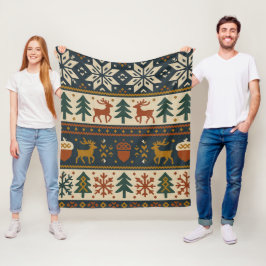 Winterwaldmuster Fleecedecke