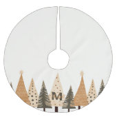 Winterwaldneutralmonogramm Polyester Weihnachtsbaumdecke (Vorderseite)
