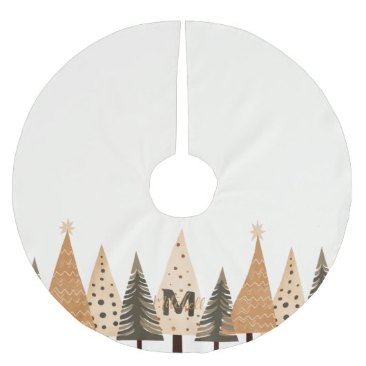 Winterwaldneutralmonogramm Polyester Weihnachtsbaumdecke (Vorderseite)