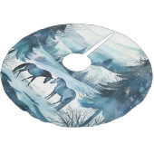 Winterwaldpferde Festliche Weihnachtsferien Polyester Weihnachtsbaumdecke (Schrägansicht)