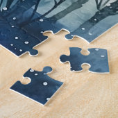 Winterwaldpferde Reitpferde Blau Puzzle (Seite)